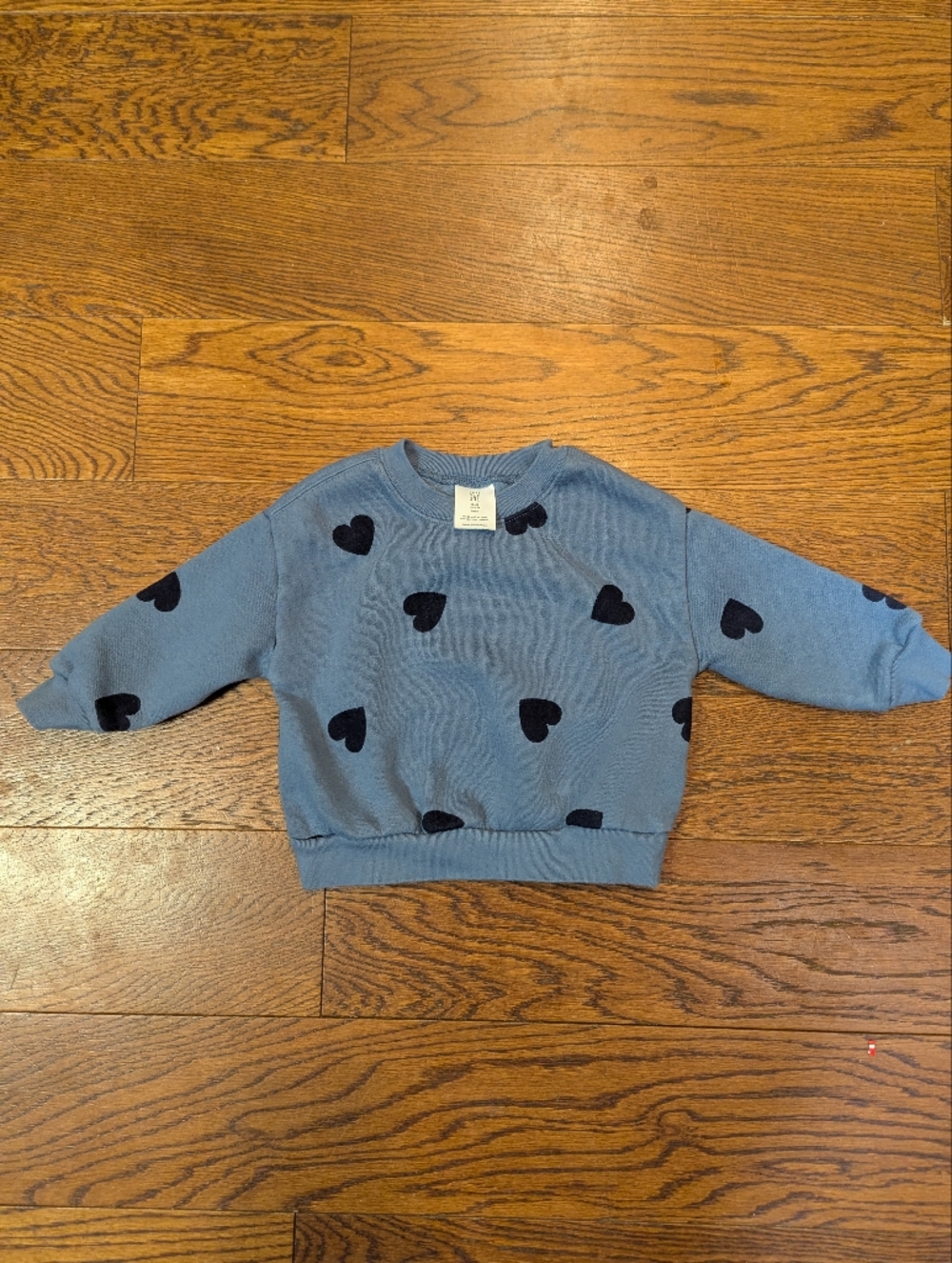 Baby Gap Heart-Print Blue Crewneck Sweatshirt